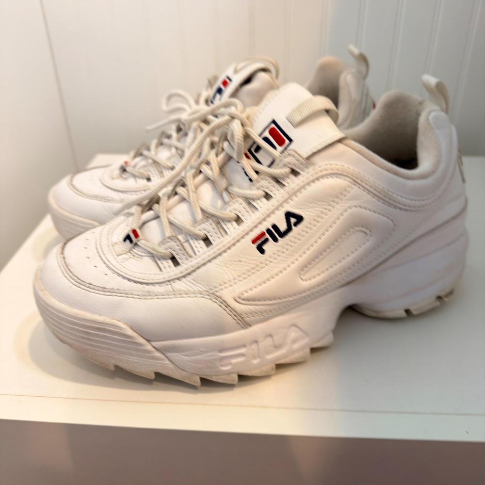 Fila Disruptor II Womens 8.5 White Chunky Platform Dad Sneakers Y2K 90s Retro